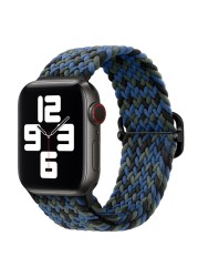 Braided Solo Loop Ring for Apple Watch 44mm 40mm 42mm 38mm Elastic Nylon Fabric Bracelet for iWatch 3 4 5 SE 6 Adjustable Buckle