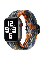 Braided Solo Loop Ring for Apple Watch 44mm 40mm 42mm 38mm Elastic Nylon Fabric Bracelet for iWatch 3 4 5 SE 6 Adjustable Buckle