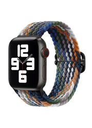 Braided Solo Loop Ring for Apple Watch 44mm 40mm 42mm 38mm Elastic Nylon Fabric Bracelet for iWatch 3 4 5 SE 6 Adjustable Buckle