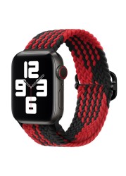 Braided Solo Loop Ring for Apple Watch 44mm 40mm 42mm 38mm Elastic Nylon Fabric Bracelet for iWatch 3 4 5 SE 6 Adjustable Buckle