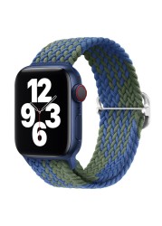 Braided Solo Loop Ring for Apple Watch 44mm 40mm 42mm 38mm Elastic Nylon Fabric Bracelet for iWatch 3 4 5 SE 6 Adjustable Buckle