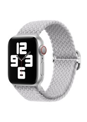 Braided Solo Loop Ring for Apple Watch 44mm 40mm 42mm 38mm Elastic Nylon Fabric Bracelet for iWatch 3 4 5 SE 6 Adjustable Buckle