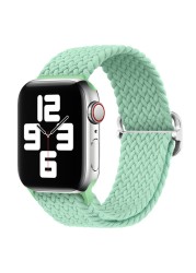 Braided Solo Loop Ring for Apple Watch 44mm 40mm 42mm 38mm Elastic Nylon Fabric Bracelet for iWatch 3 4 5 SE 6 Adjustable Buckle