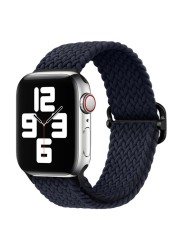 Braided Solo Loop Ring for Apple Watch 44mm 40mm 42mm 38mm Elastic Nylon Fabric Bracelet for iWatch 3 4 5 SE 6 Adjustable Buckle