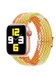 Braided Solo Loop Ring for Apple Watch 44mm 40mm 42mm 38mm Elastic Nylon Fabric Bracelet for iWatch 3 4 5 SE 6 Adjustable Buckle