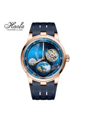 Haofa 1952 Carousel Mechanical Watch Men Sapphire Carousel Starry Energy Reserve 80H Luxury Wristwatches relógio masculino