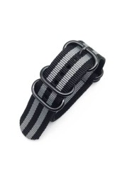 NATO Nylon Strap 20 22 24mm Bracelet Solid Military NATO Fabric Nylon Watch Strap Woven Zulu Straps Bands Belt Buckle Black