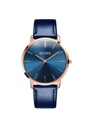 OLEVS Ultra-thin Men Watches Top Brand Fashion Casual Luxury Genuine Leather Japan Quartz Waterproof Wristwatch for Male