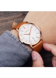 OLEVS Ultra-thin Men Watches Top Brand Fashion Casual Luxury Genuine Leather Japan Quartz Waterproof Wristwatch for Male