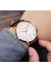 OLEVS Ultra-thin Men Watches Top Brand Fashion Casual Luxury Genuine Leather Japan Quartz Waterproof Wristwatch for Male