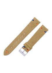 Suede Watch Straps, 18mm, 20mm, Hand-stitched, Beige, Green, Blue, Suede, for Men and Women, Quick Release