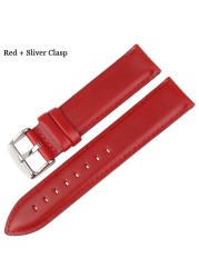 MAIKES Genuine Leather Replacement Bracelet Trendy Red Women Watch Band 12/13/14/16/17/18/19/20 for Lady Band Watch Watch Strap