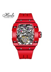 Haofa 1901 Skeleton Automatic Tourbillon Movement Watch for Men Luxury Mechanical Tourbillon Sapphire Mens Carbon Fiber Watch