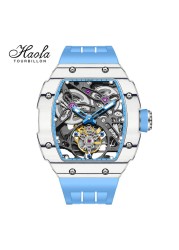 Haofa 1901 Skeleton Automatic Tourbillon Movement Watch for Men Luxury Mechanical Tourbillon Sapphire Mens Carbon Fiber Watch