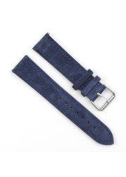 Soft Suede Leather Watch Band 18mm 19mm 20mm 22mm 24mm Blue Watch Straps Stainless Steel Buckle Watch Accessories