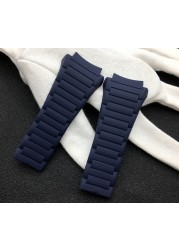 Top Quality 23x33mm Watchband Soft Silicone Rubber PU Strap For Porsche Strap Design Blue Black Brown Watch Band 6620 Free Tools