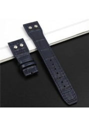 21mm 22mm Genuine Cowhide Leather Watchband with Stud for IWC Pilot PORTOFINO Portuguese Watch Strap Folding Buckle Accessories