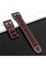 21mm 22mm Genuine Cowhide Leather Watchband with Stud for IWC Pilot PORTOFINO Portuguese Watch Strap Folding Buckle Accessories