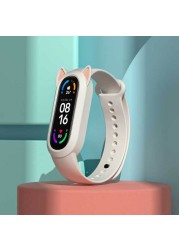 القط الأذن حزام ل شاومي MiBand 3 4 5 6 المعصم حزام بولي TPU استبدال ل شاومي الفرقة 4 5 سيليكون معصمه سوار Mi الفرقة 6 5