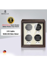 BOLAI luxury brand watch winder wood high-end 2 4 slot automatic watches box with Mabuchi motor watch cabinet watch storage box