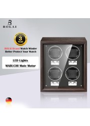 BOLAI luxury brand watch winder wood high-end 2 4 slot automatic watches box with Mabuchi motor watch cabinet watch storage box