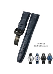 Cowhide watch strap 20mm 21mm 22mm,replacement for Portuguese IWC,Porotfino,Family piloto,folding buckle