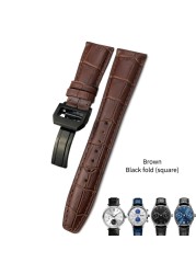 Cowhide watch strap 20mm 21mm 22mm,replacement for Portuguese IWC,Porotfino,Family piloto,folding buckle