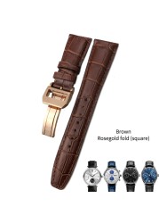 Cowhide watch strap 20mm 21mm 22mm,replacement for Portuguese IWC,Porotfino,Family piloto,folding buckle