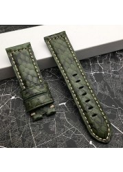 Top Quality 22mm 24mm Red White Black Green Blue Snake Real Calfskin Watchband for Panerai Strap Watch Band Pin Buckle Tool