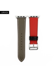 URVOI Leather Band for Apple Watch Series 7 6 SE 5 4 3 2 1 Round One for iwatch Straps Wrist Band Classic Design 41 45mm