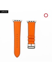 URVOI Leather Band for Apple Watch Series 7 6 SE 5 4 3 2 1 Round One for iwatch Straps Wrist Band Classic Design 41 45mm