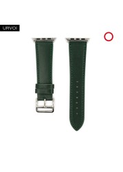 URVOI Leather Band for Apple Watch Series 7 6 SE 5 4 3 2 1 Round One for iwatch Straps Wrist Band Classic Design 41 45mm