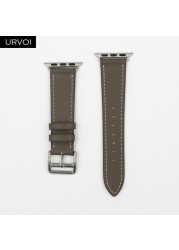 URVOI Leather Band for Apple Watch Series 7 6 SE 5 4 3 2 1 Round One for iwatch Straps Wrist Band Classic Design 41 45mm