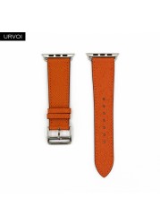 URVOI Leather Band for Apple Watch Series 7 6 SE 5 4 3 2 1 Round One for iwatch Straps Wrist Band Classic Design 41 45mm