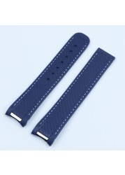 20mm Silicone Watch Rubber Band for Omega Watchband Seamaster 300 AT150 Aqua Terra Ultra Light 8900 Steel Buckle Watchband Bracelets