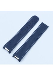 20mm Silicone Watch Rubber Band for Omega Watchband Seamaster 300 AT150 Aqua Terra Ultra Light 8900 Steel Buckle Watchband Bracelets