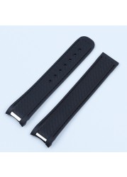 20mm Silicone Watch Rubber Band for Omega Watchband Seamaster 300 AT150 Aqua Terra Ultra Light 8900 Steel Buckle Watchband Bracelets