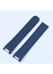 20mm Silicone Watch Rubber Band for Omega Watchband Seamaster 300 AT150 Aqua Terra Ultra Light 8900 Steel Buckle Watchband Bracelets