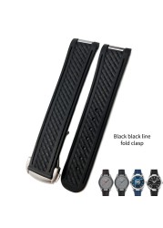 20mm Rubber Silicone Watch Strap Fit For Omega Seamaster 300 AT150 Aqua Terra Ultra Light 8900 Steel Buckle Watchband Bracelets