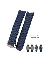 20mm Rubber Silicone Watch Strap Fit For Omega Seamaster 300 AT150 Aqua Terra Ultra Light 8900 Steel Buckle Watchband Bracelets