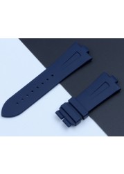 Quality 25mm-9mm Black Blue Soft Rubber Silicone Watches Band for Vacheron Constantin Strap VC Watchband Wristband Folding Buckle