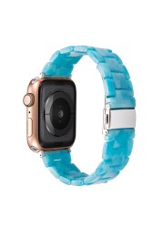 resin watches for apple watch 7 6 5 band 44mm iwatch 42mm series 4 3 2 wrist strap accessories loop 40mm replacement bracelet