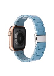 resin watches for apple watch 7 6 5 band 44mm iwatch 42mm series 4 3 2 wrist strap accessories loop 40mm replacement bracelet