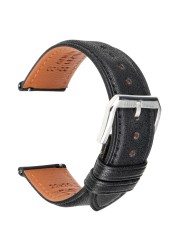 18 19 20mm 21 22mm 23 24 Leather Watch Strap Black Brown Quick Release Watchband Men Women Smart Watch Bracelet Bracelet Wristband