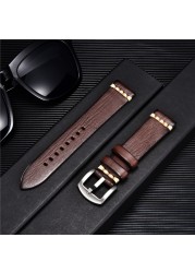 جودة عالية اليدوية جلد البقر حزام ساعة اليد خمر الرجعية حزام (استيك) ساعة أساور Wristwatchbands الأشرطة 18 مللي متر 20 مللي متر 22 مللي متر 24 مللي متر