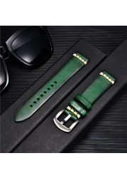 جودة عالية اليدوية جلد البقر حزام ساعة اليد خمر الرجعية حزام (استيك) ساعة أساور Wristwatchbands الأشرطة 18 مللي متر 20 مللي متر 22 مللي متر 24 مللي متر