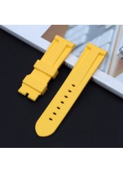 Nature Soft Silicone 24mm Watchband Bracelet for Panerai Strap for PAM389/111/441 Waterproof Watch Accessories Watch Band