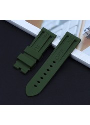 Nature Soft Silicone 24mm Watchband Bracelet for Panerai Strap for PAM389/111/441 Waterproof Watch Accessories Watch Band