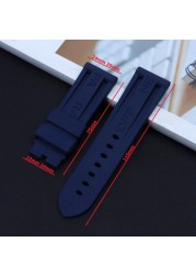 Nature Soft Silicone 24mm Watchband Bracelet for Panerai Strap for PAM389/111/441 Waterproof Watch Accessories Watch Band