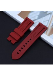 Nature Soft Silicone 24mm Watchband Bracelet for Panerai Strap for PAM389/111/441 Waterproof Watch Accessories Watch Band